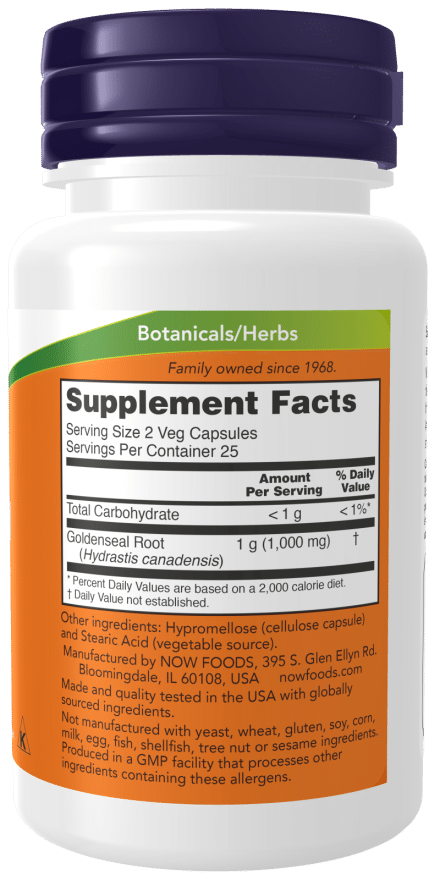 NOW Foods Goldenseal Root, 500mg - 50 vcaps composition