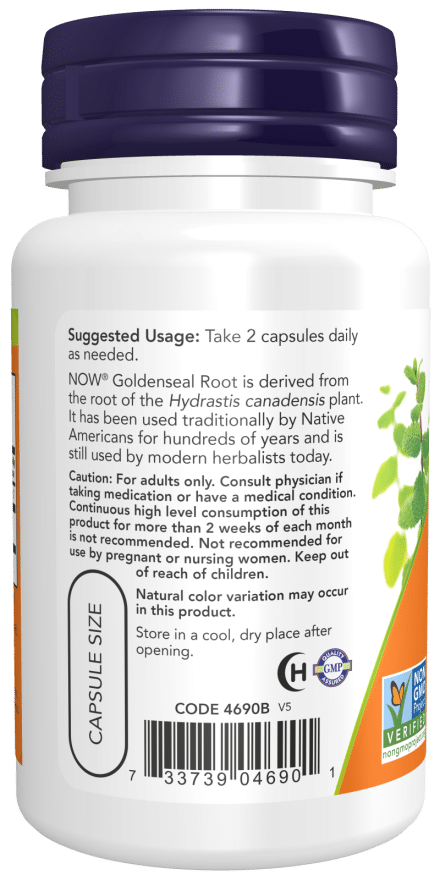 Usage of NOW Foods Goldenseal Root, 500mg - 50 vcaps