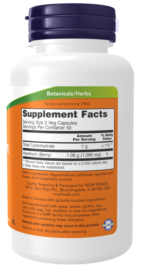 NOW Foods Hawthorn Berry, 540mg - 100 vcaps composition