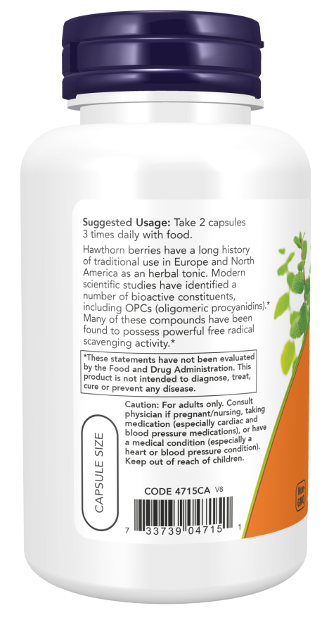 Usage of NOW Foods Hawthorn Berry, 540mg - 100 vcaps