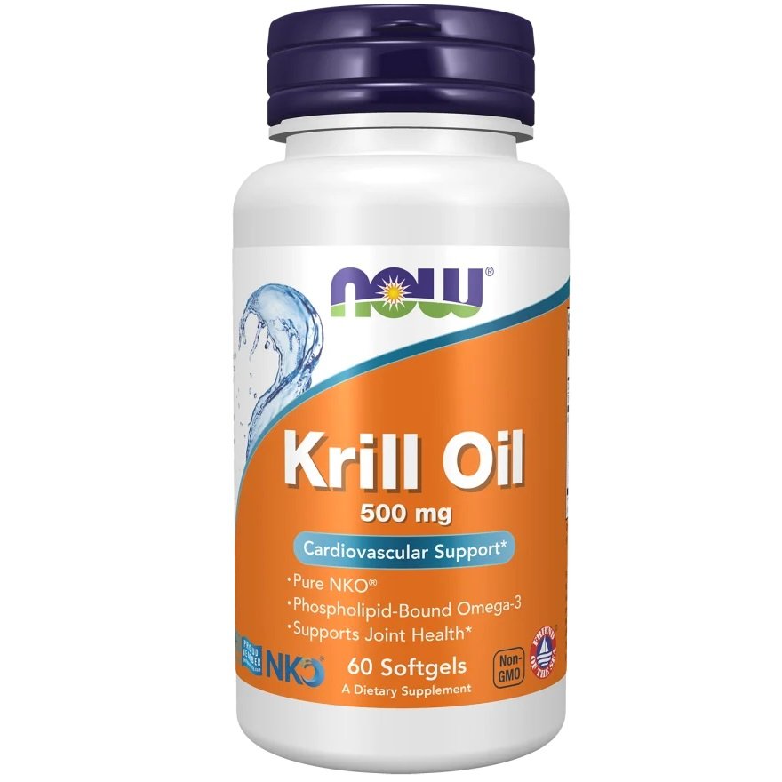 NOW foods Krill Oil 500mg 60 softgels kaina