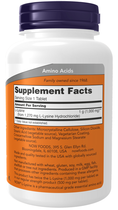NOW Foods L-Lysine 1000mg 100tab galas
