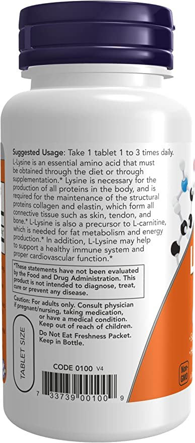 Usage of NOW Foods L-Lysine, 500 mg, 100 Tablets