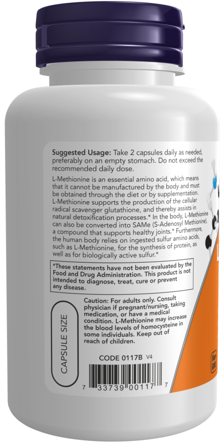 Usage of NOW Foods L-Methionine 500mg 100caps