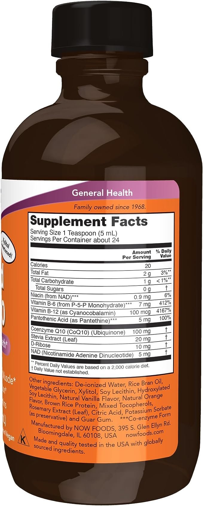 NOW Foods, Liquid CoQ10, 100 mg 118 ml composition