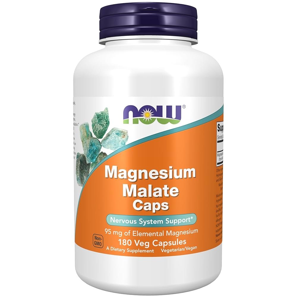 NOW Foods Magnija malāta vāciņi - 180 vcaps