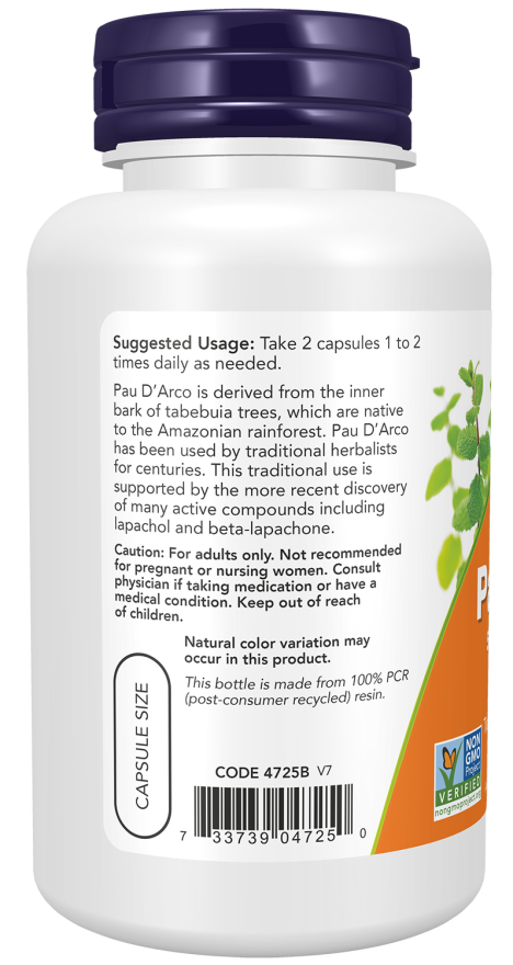 NOW Foods Pau D'Arco 500 mg 100 kapsulu attīrīšana