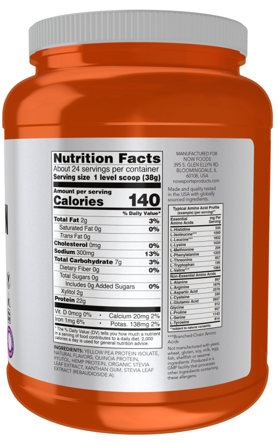 NOW Foods Plant Protein Complex - 907 grams composition