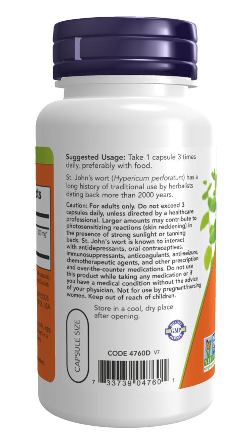 NOW Foods St. John's Wort - 300mg - 100 vcaps intake