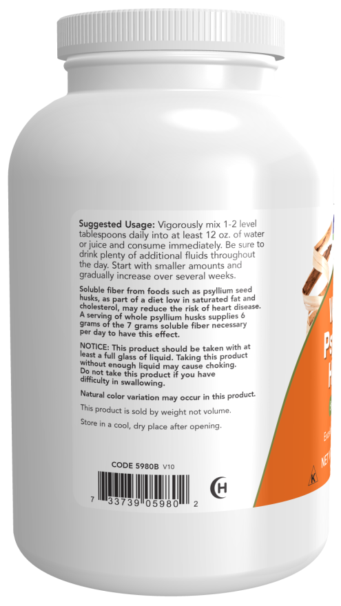 NOW Foods Whole Psyllium Husks, Powder - 340 grams consumption