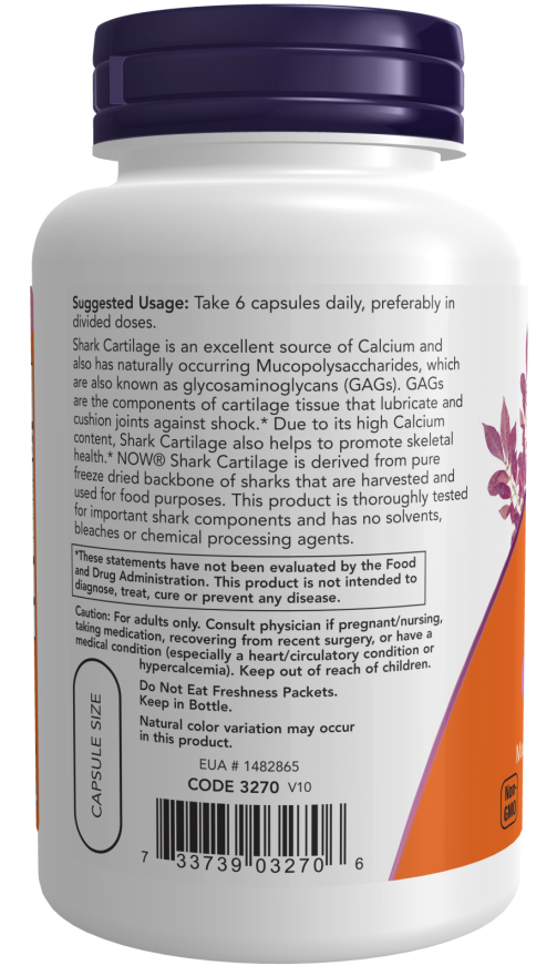 Применение NOW Shark Cartilage 750 мг 100 капсул