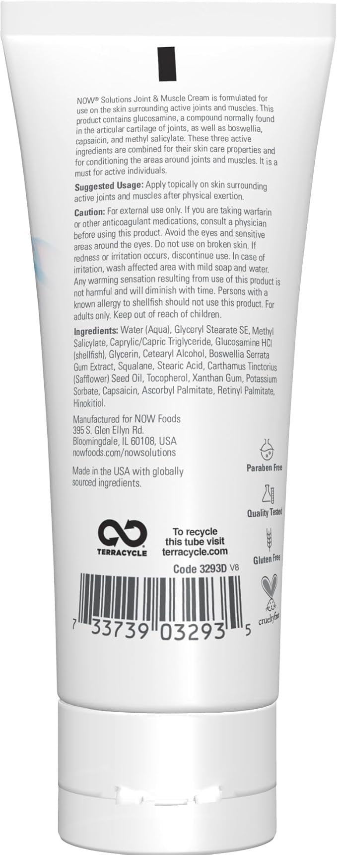 Now Solutions Joint & Muscle Cream 118ml composition