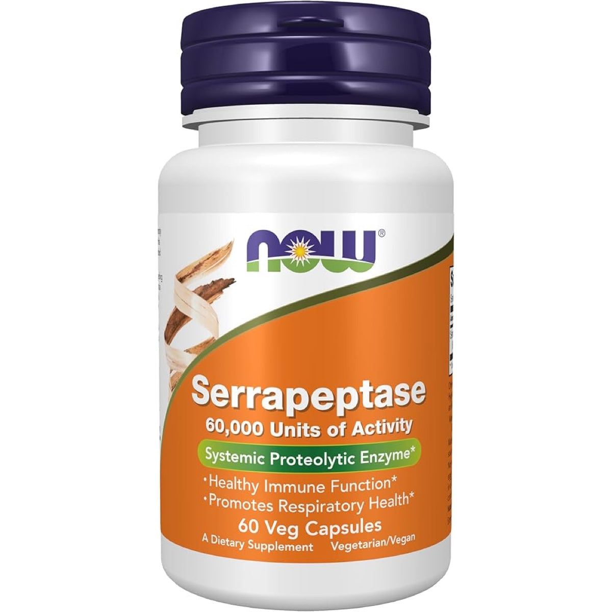 NOW Foods Serrapeptase 60,000 SPU – 60 Vegan Capsules