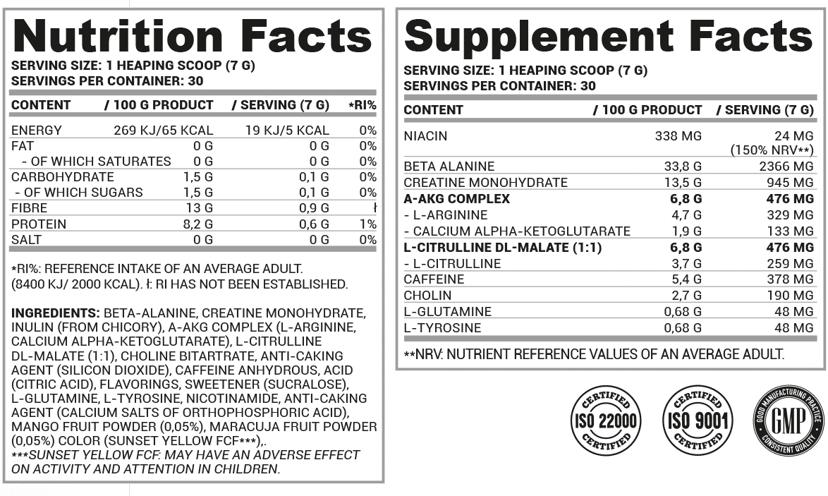 Nutriversum - FLOW - PWO 2.0 - 210г с таблицей состава
