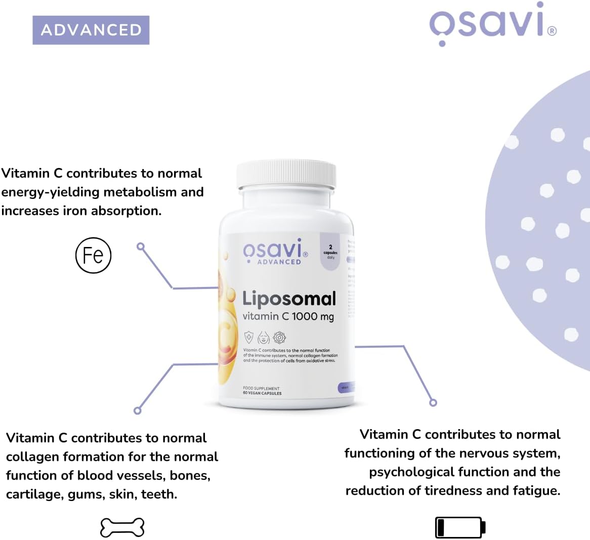 Osavi Liposomal Vitamin C – 1000 mg, 120 Vegan Capsules