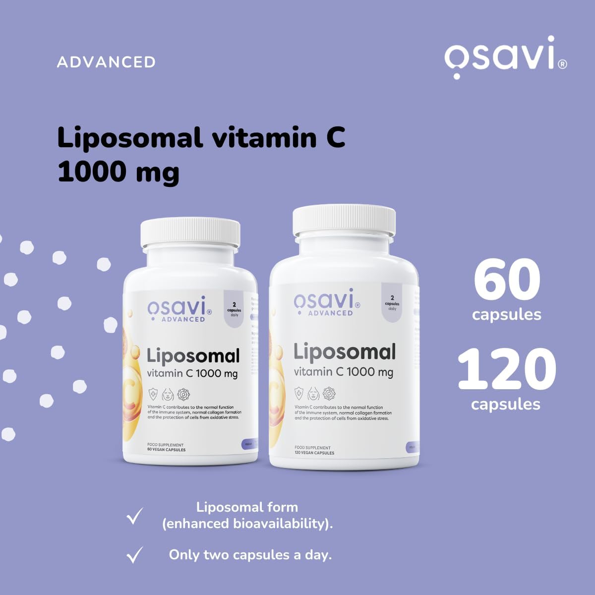 Osavi Liposomal Vitamin C – 1000 mg, 120 Vegan Capsules