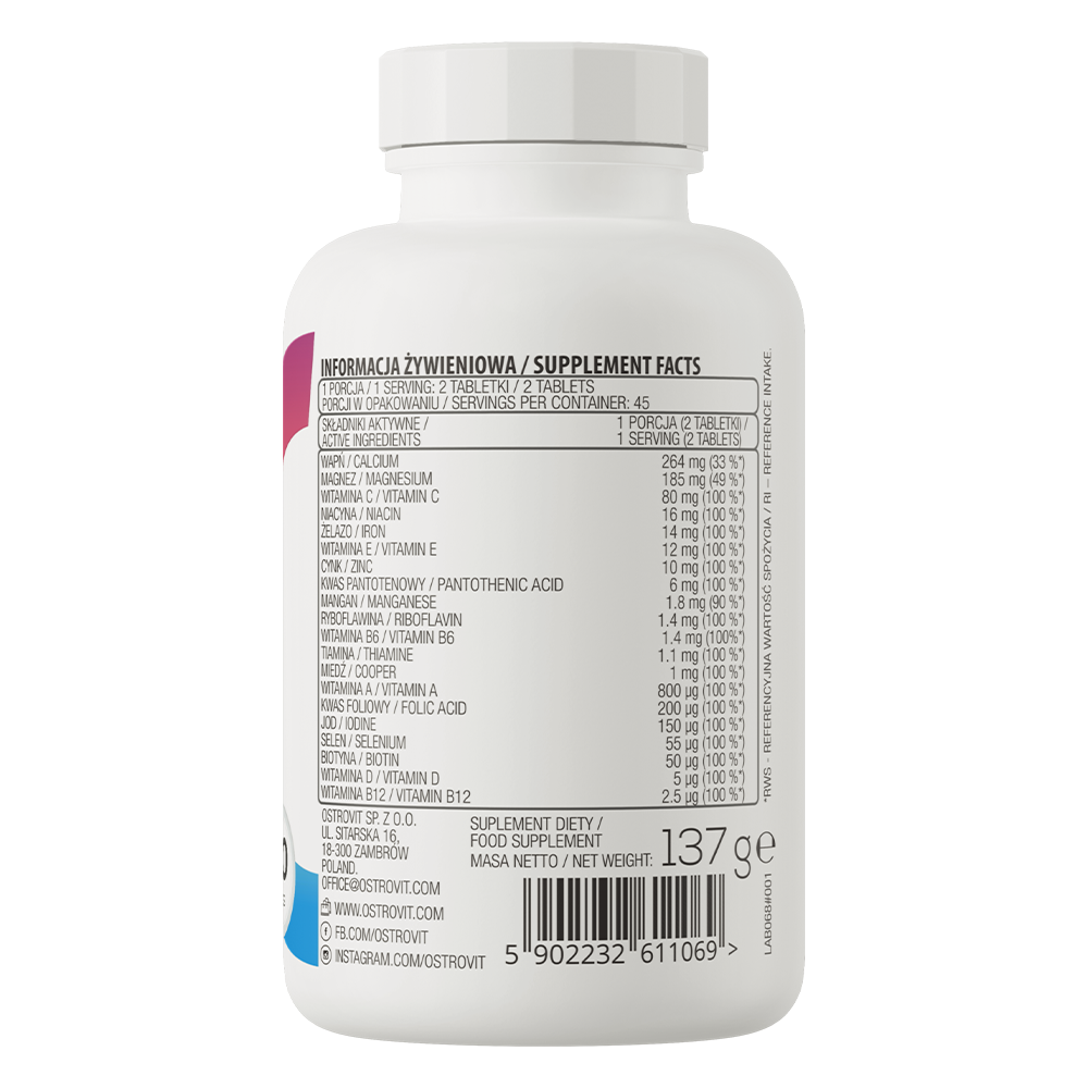 Composition of OstroVit 100% Vit&Min 90 tablets