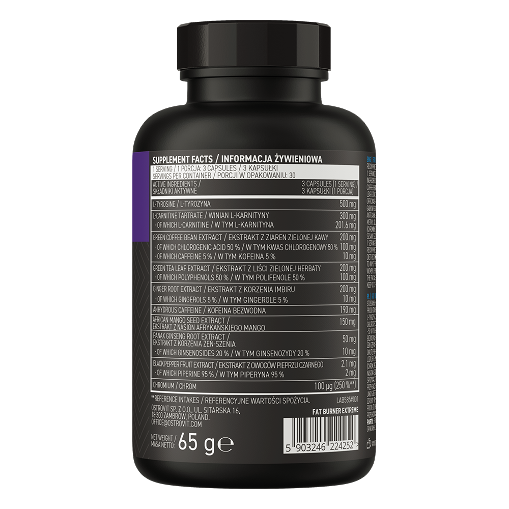Composition of OstroVit Fat Burner EXTREME 90caps