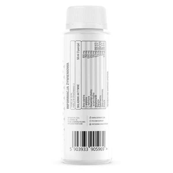 OstroVit Fat Burner Shot without caffeine 100 ml composition