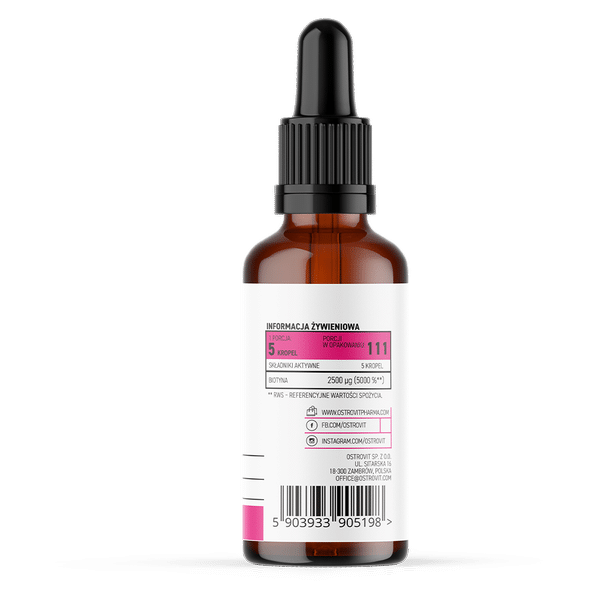 OstroVit Pharma Biotin 2500 µg drops 30 ml composition