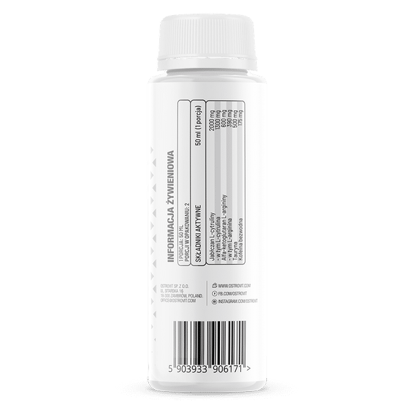 OstroVit Pump Pre-Workout Shot without beta-alanine 100 ml cherry composition