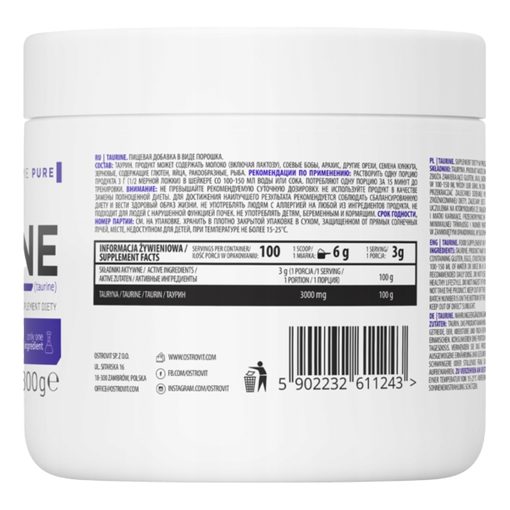OstroVit Supreme Pure Taurine 300 г натуральный состав
