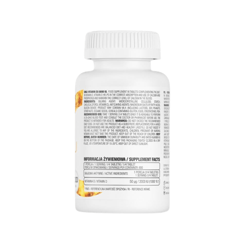 Composition of OstroVit Vitamin D3 8000 IU 200 tabs