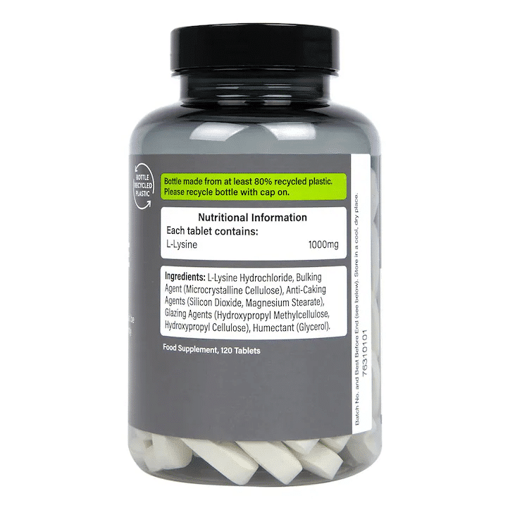 Composition of PE Nutrition L-Lysine 1000mg 120 Tablets