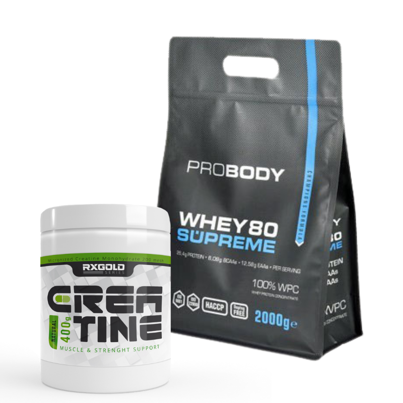 Probody Whey 80 Supreme Protein 2 кг + микронизированный моногидрат креатина RX Gold — 400 г чистого
