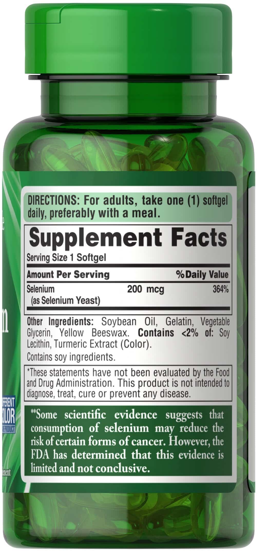 Puritan's Pride Absorbable Selenium 200 mcg-100 Softgels cenu sastāvs