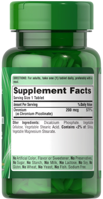 Puritan's Pride hroma pikolināts 200 mcg bez rauga 100 tabletes cena
