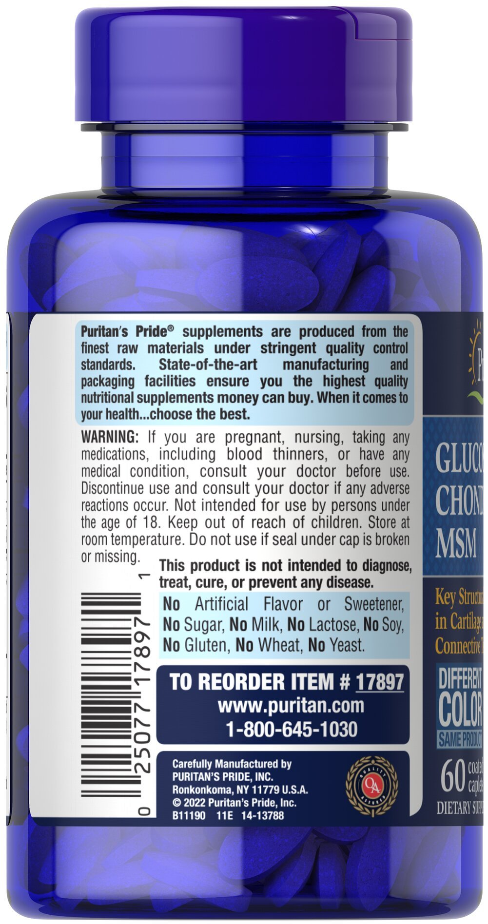 Taking Puritan's Pride Glucosamine, Chondroitin & MSM - 2 Per Day Formula 60 coated caplets