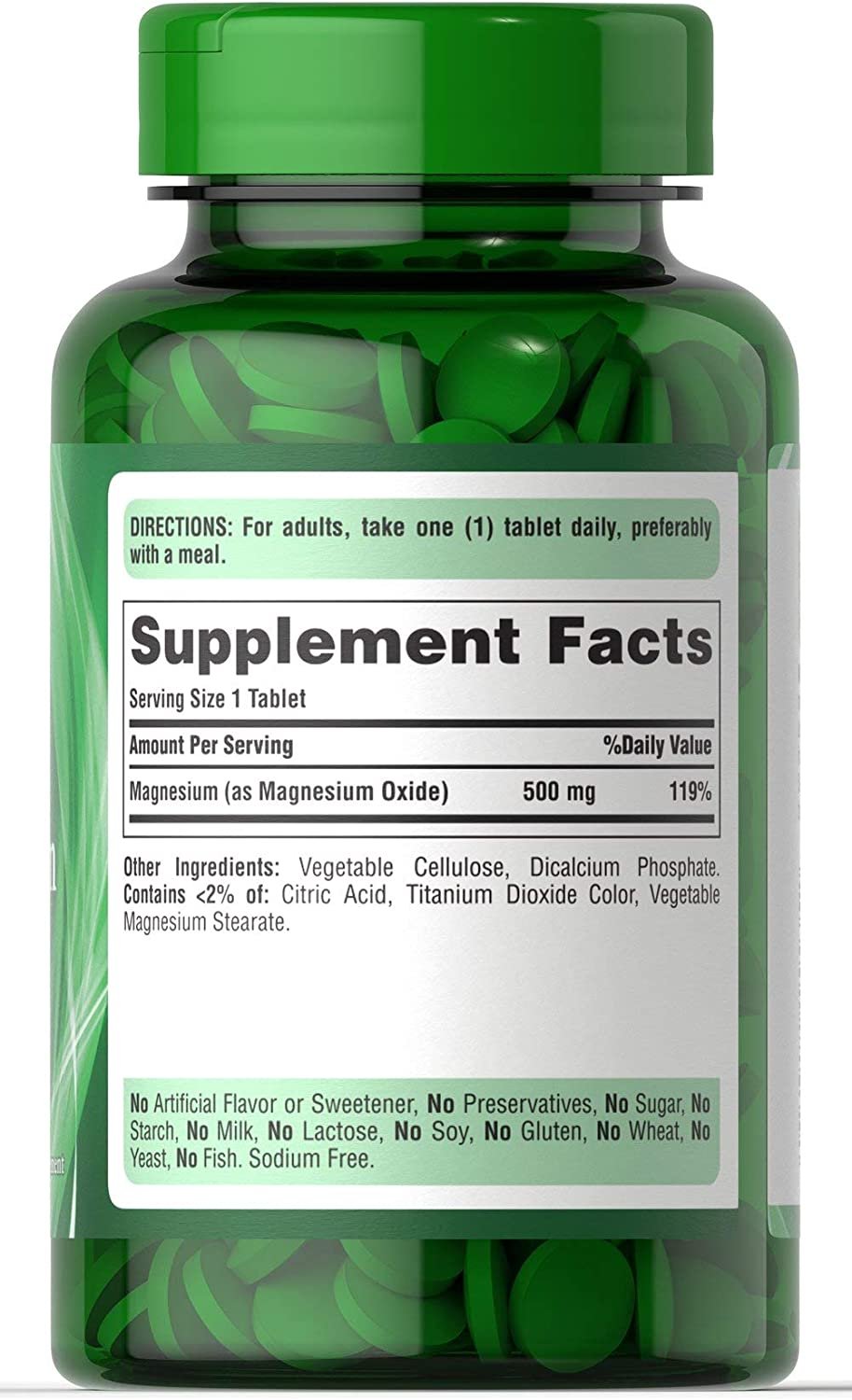 Puritan's Pride augstas iedarbības magnijs - 500 mg - 100 tab.