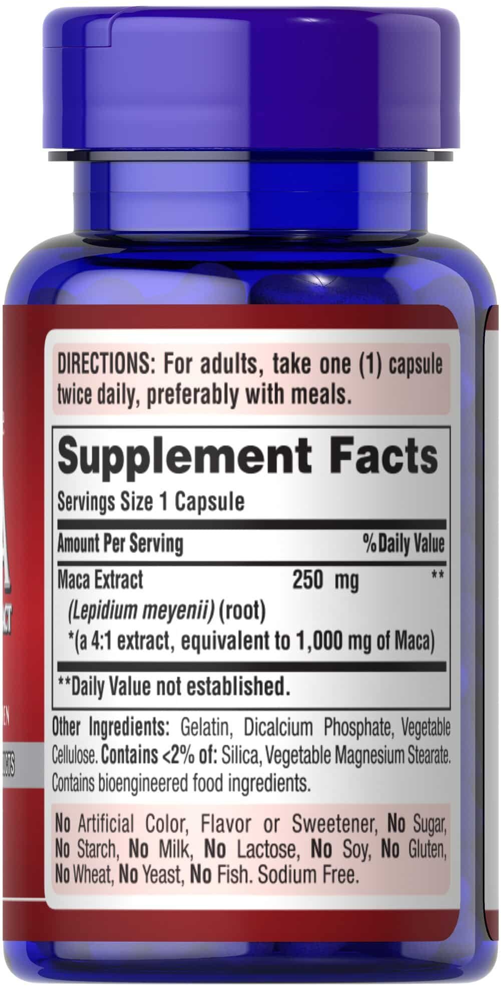 Puritan's pride Maca Extract 1000mg - 60 caps. composition