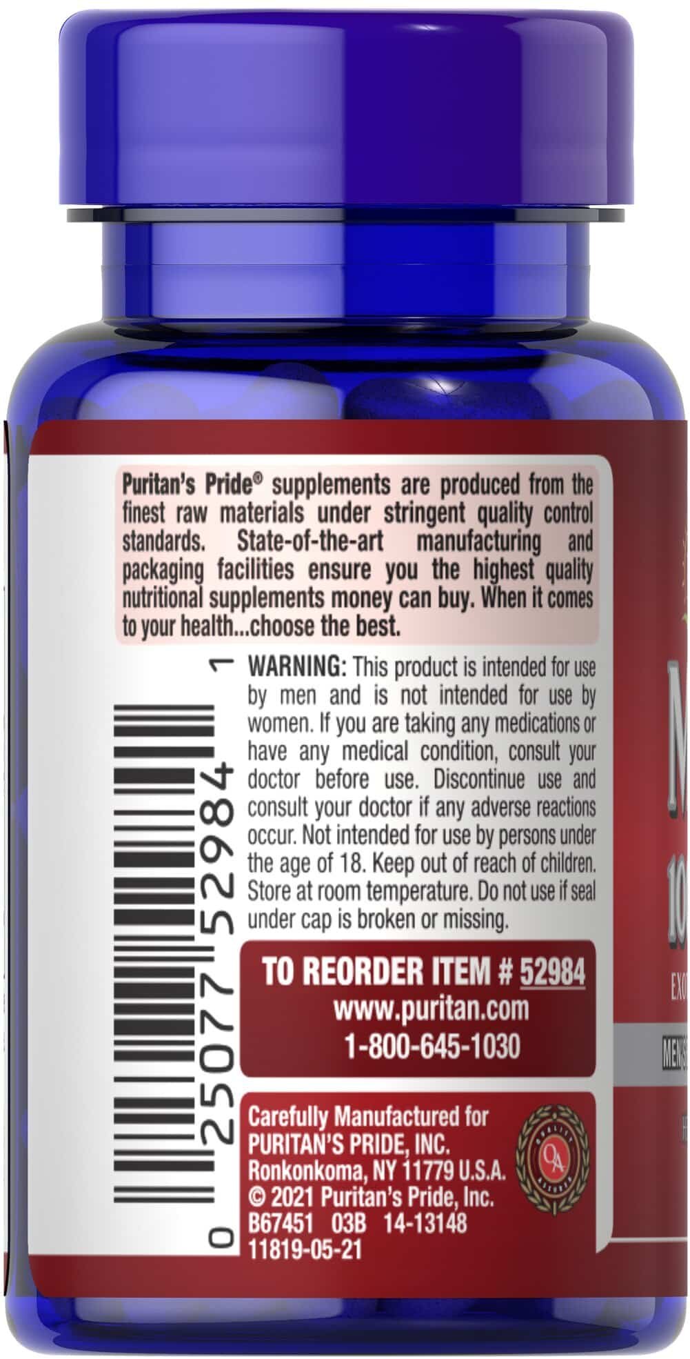 Puritan's pride Maca Extract 1000mg - 60 caps. consumption
