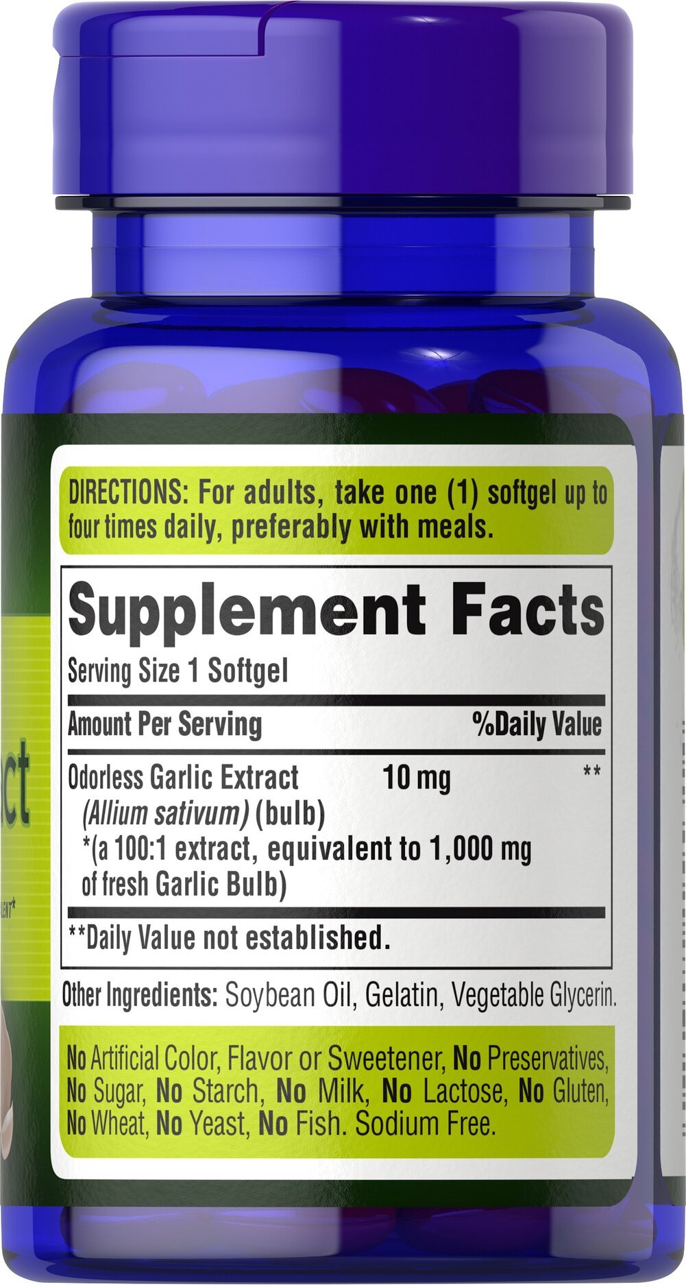 Puritan's Pride Ķiploki bez smaržas 1000mg - 100softgels 2