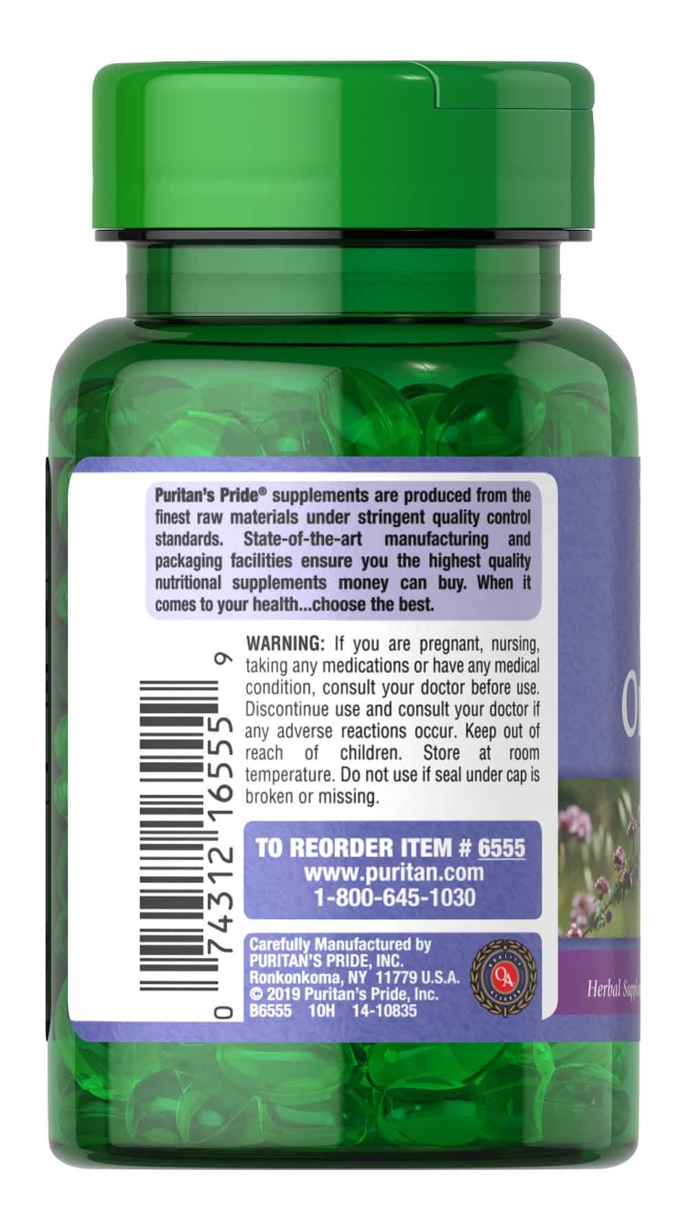 Use of Puritan's Pride Oil of Oregano - 150 mg 90 Softgels