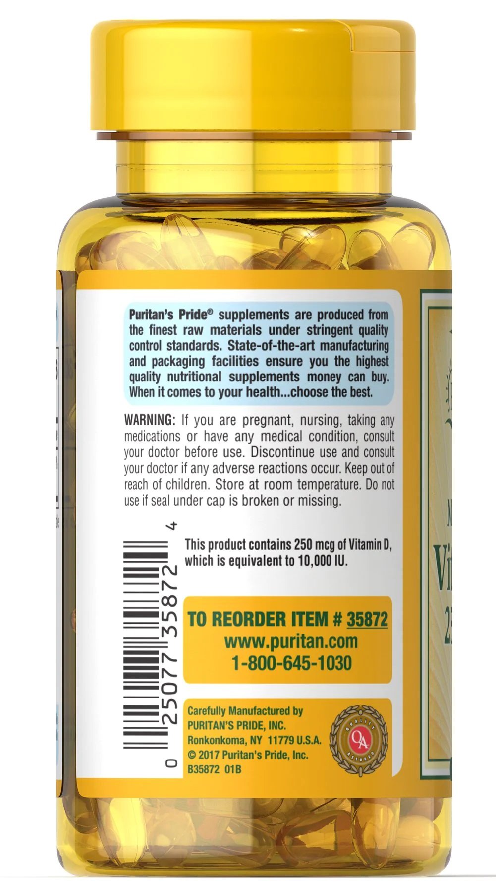Puritan's Pride Sunvite Mega Potency Vitamin D3 250 mcg 10000 IU - 100 softgels. the price