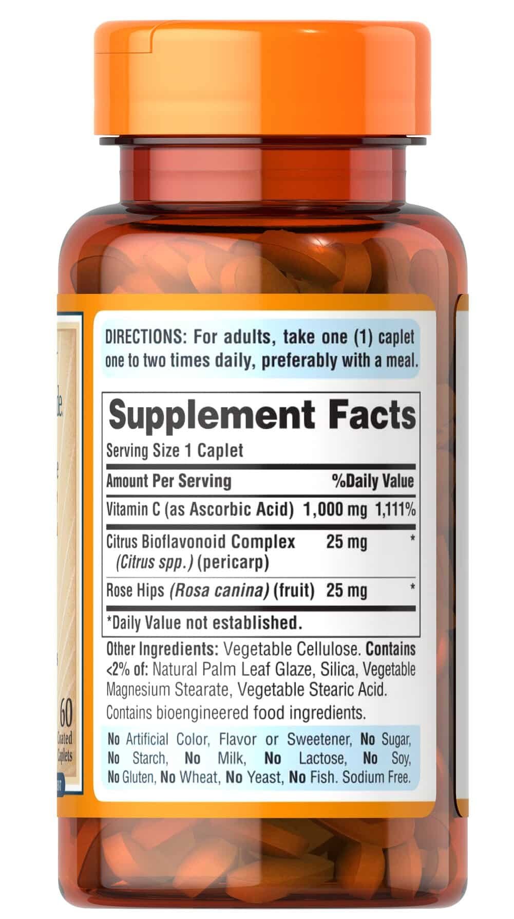 Puritan's Pride Timed Release C - Time 1000 Complex 60 coated caplets composition