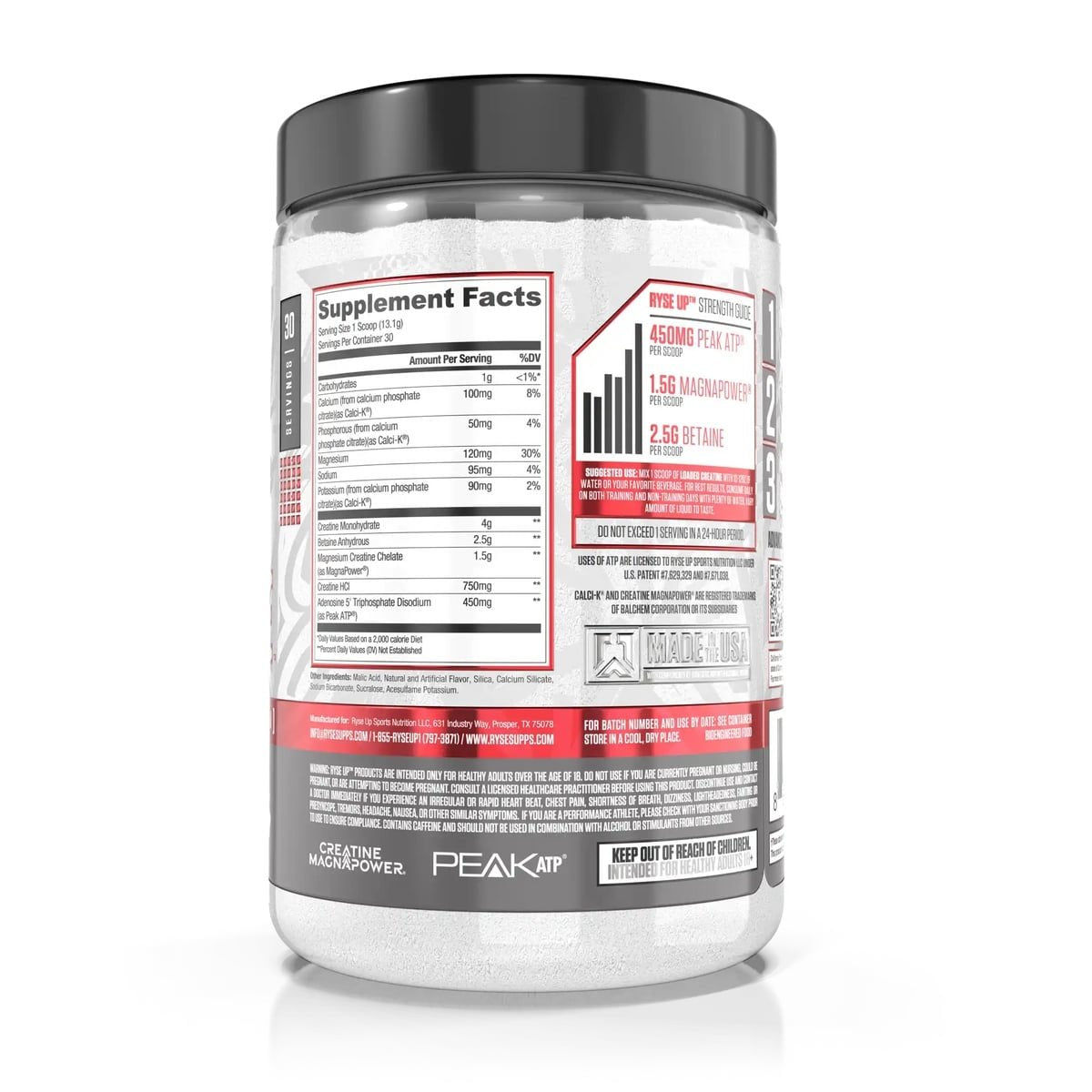 Ingredients for RYSE, Loaded Creatine, Electric Lemonade, 15.3 oz (435 g)