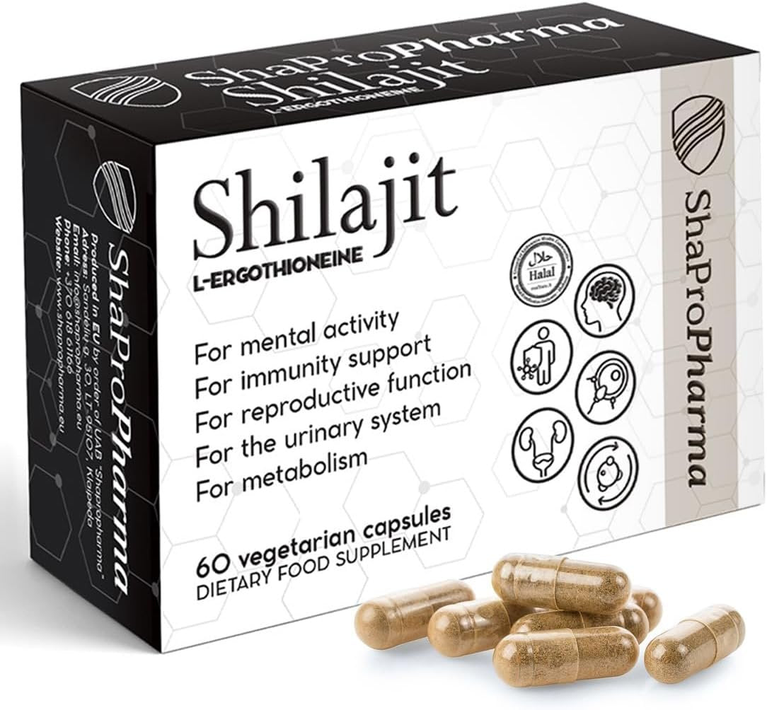 Shapropharma Shilajit L-Ergothioneine 60 veģetāro kapsulu cena
