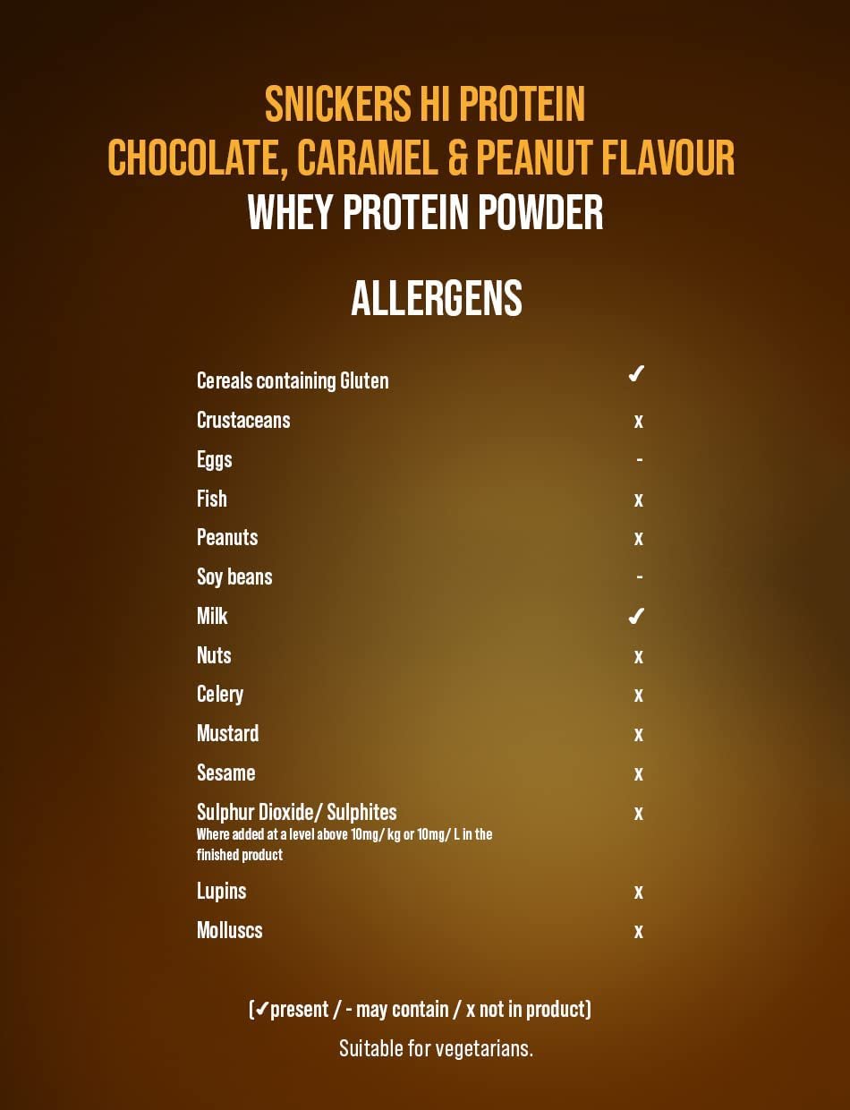 Composition of Snickers Protein Powder 480g