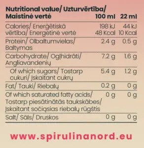 Spirulina Nord - Спирулина свежая с соком (без добавления сахара) упаковка 330мл