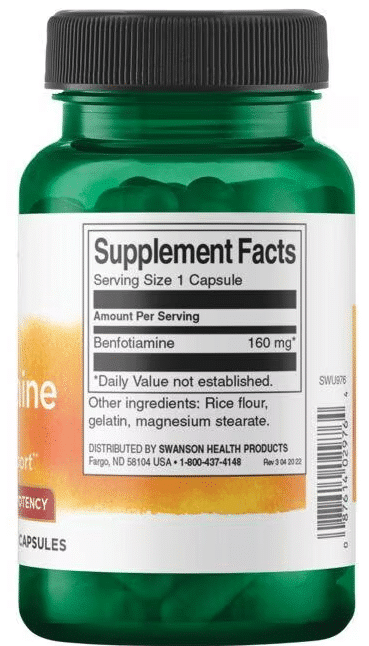 Swanson Benfotiamine, 160mg - 60 caps composition