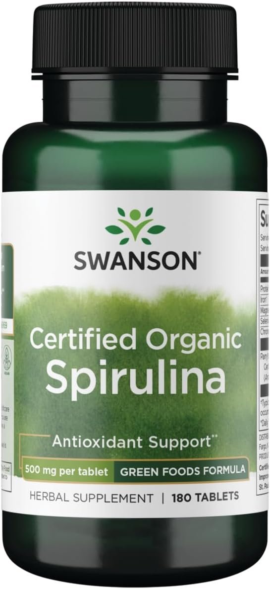 Swanson Certified Organic Spirulina cena - 180 tabletes
