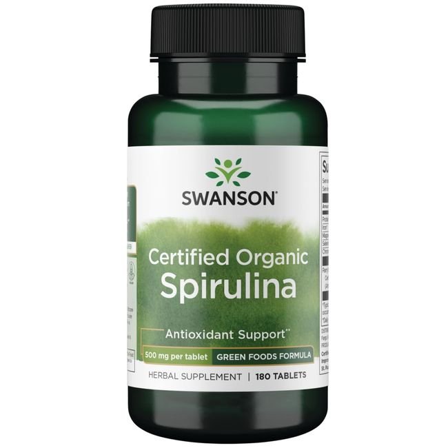 Pērciet Swanson Certified Organic Spirulina - 180 tabletes