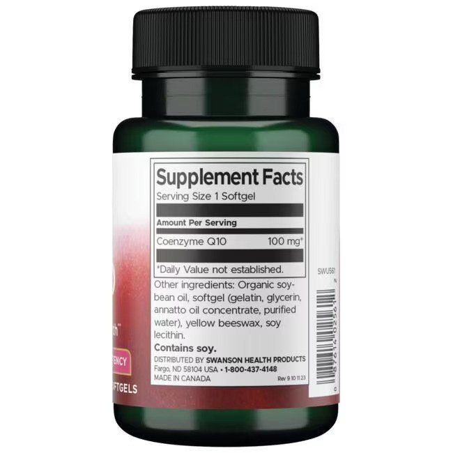 Swanson CoQ10 100mg High Potency 100 mīksto želeju sastāvs