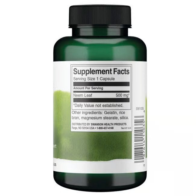 SWANSON Neem Leaf 500mg 100 caps composition