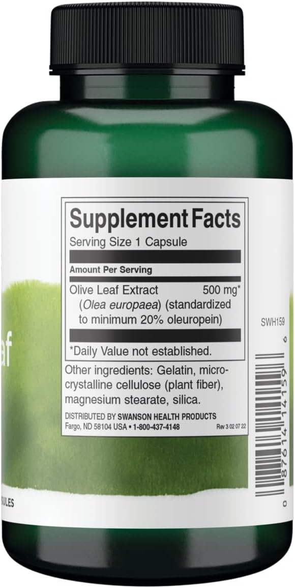 Swanson Olive Leaf Extract 500mg 60 caps composition
