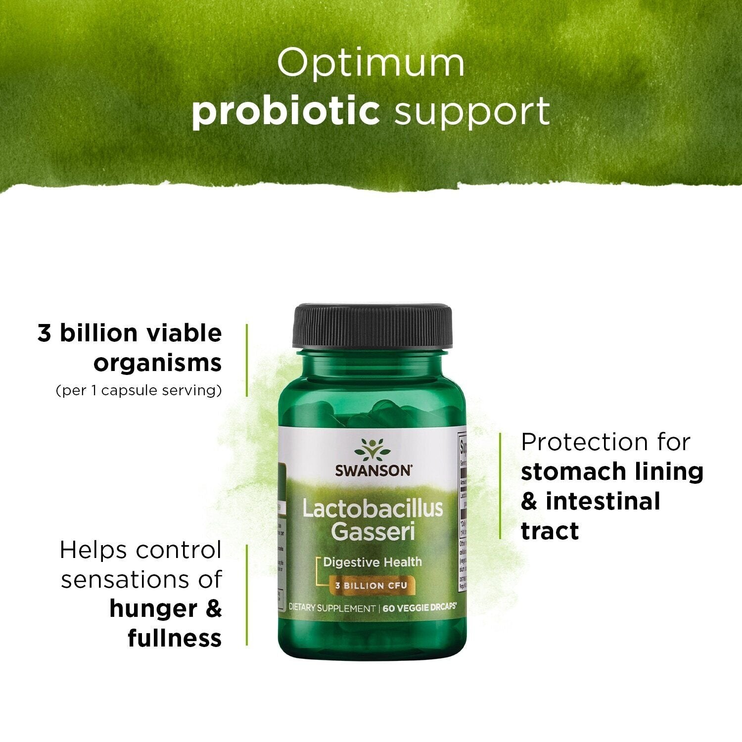 Swanson Probiotics Lactobacillus Gasseri 3 Billion CFU 60 Capsules Facts